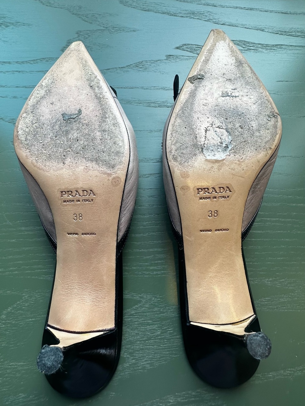 Prada Pink Pointed-Toe Slip-On Mules with Black Floral Trim - Picture 8 of 16